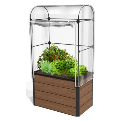 KETER  Serre Maple Grow House avec jardini&egrave;re Incluse avec Effet Bois 99 x 58 x 185