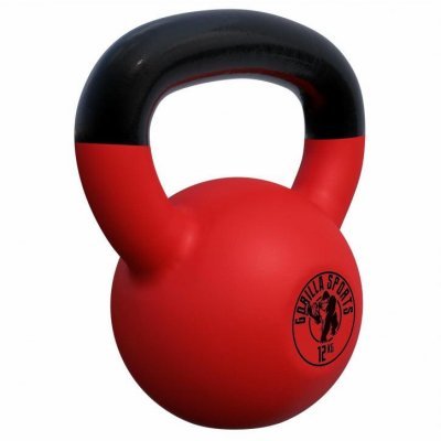 Kettlebell de 12 KG en fonte avec rev&ecirc;tement n&eacute;opr&egrave;ne - halt&egrave;re russe