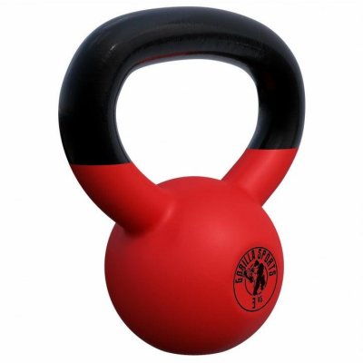 GORILLA SPORTS Kettlebell de 3 KG en fonte avec rev&ecirc;tement n&eacute;opr&egrave;ne - halt&egrave;re russe