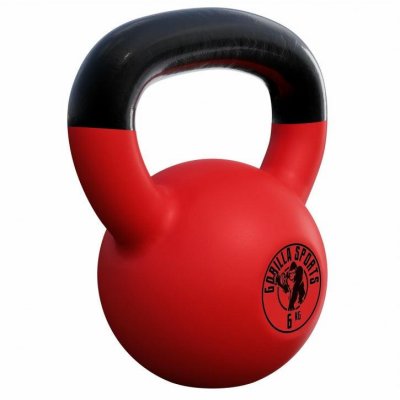 GORILLA SPORTS Kettlebell de 6 KG en fonte avec rev&ecirc;tement n&eacute;opr&egrave;ne - halt&egrave;re russe