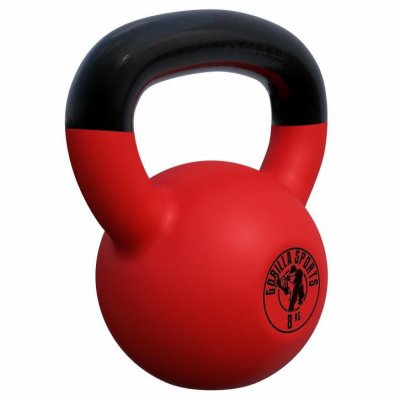GORILLA SPORTS Kettlebell de 8 KG en fonte avec rev&ecirc;tement n&eacute;opr&egrave;ne - halt&egrave;re russe