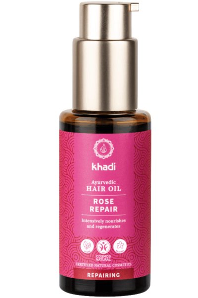 KHADI  Huile capillaire de rose pour r&eacute;parer les cheveux ab&icirc;m&eacute;s 50 ml