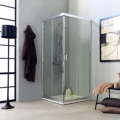 KIAMAMI VALENTINA  Paroi de Douche carr&eacute;e Transparente 80x80 Ouverture coulissante Design Moderne Fly