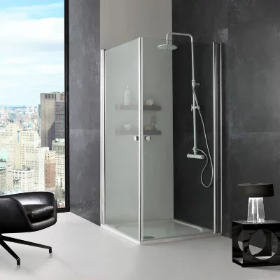 KIAMAMI VALENTINA  - Paroi De Douche Cristal Car&eacute;e a Deux Battants En Verre 70X70 Cm Cristal