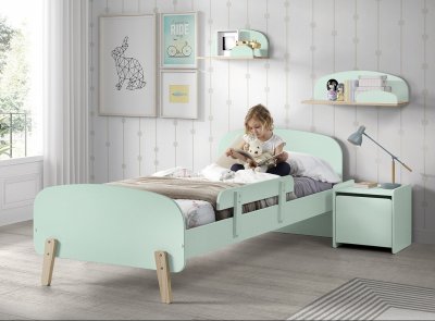 VIPACK KIDDY Menthe Lit simple + Chevet + Barri&egrave;re de lit + coffre &agrave; jouets
