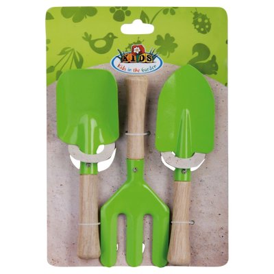 ESSCHERT DESIGN Kids In The Garden - Set jardinage enfant 3 pi&egrave;ces Vert
