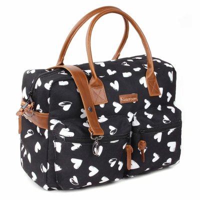 KIDZROOM  Sac &agrave; langer coeurs blancs/noirs, noir 
