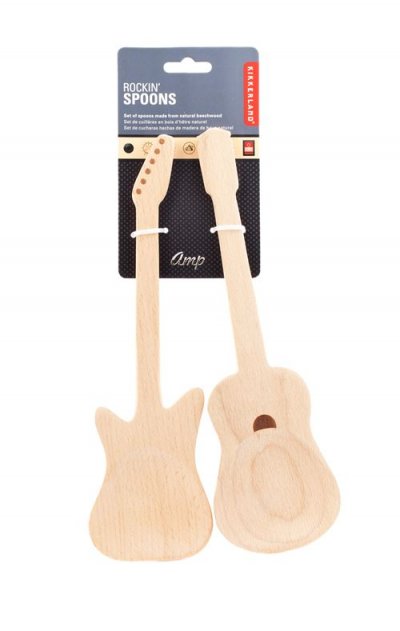 KIKKERLAND  Kkcu64 Couverts &Agrave; Salade Forme De Guitare Bois