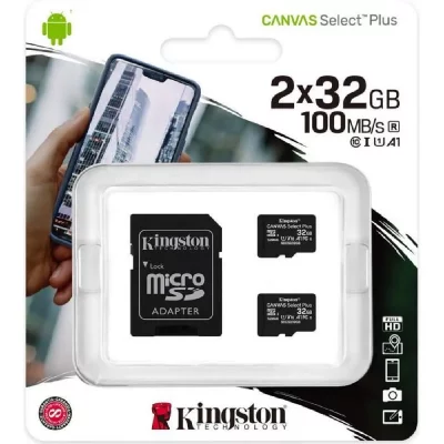 KINGSTON  Canvas Select Plus microSD Card 32 Go 2-pack, Carte m&eacute;moire