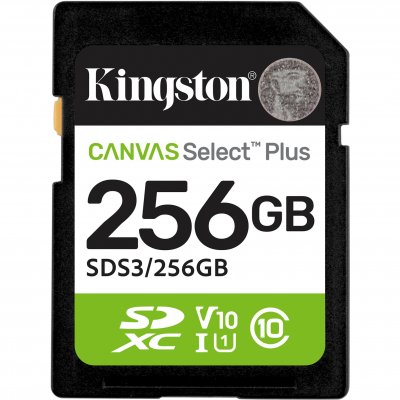 KINGSTON  Carte M&eacute;moire 256gb Sdxc Canvas Select Plus Gen3 150 Mb/s C10 Uhs-i U1 V10