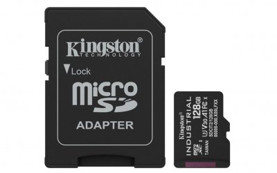 KINGSTON  Technology Carte 128gb Microsdxc Industrielle C10 A1 Pslc + Adaptateur Sd
