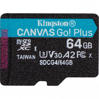 KINGSTON  Technology MicroSD 64GB U3 V30 A2 200MB/s Canvas Go Plus
