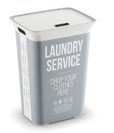 ABM KIS Coffre &agrave; linge Laudry Service Chic Style - 60 l - Gris et blanc