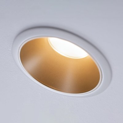 PAULMANN Kit 3 spots LED coin Cole &agrave; encastrer blanc & or 3 x 6,5W dimmables
