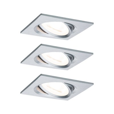 PAULMANN Kit 3 spots LED Nova carr&eacute; GU10 orientables &agrave; encastrer alu 6,5W