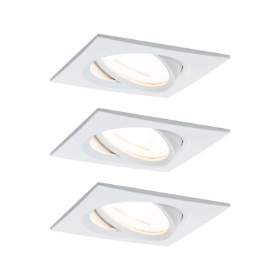 PAULMANN Kit 3 spots LED Nova carr&eacute; GU10 orientables &agrave; encastrer blanc 6,5W
