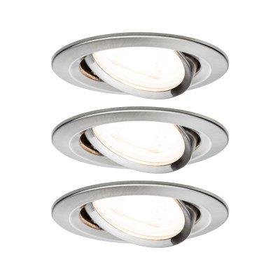 PAULMANN Kit 3 spots LED Nova GU10 orientables &agrave; encastrer acier dimmable 6,5W