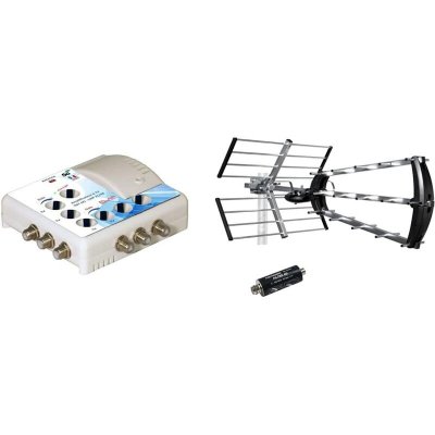 M E Kit Antenne dExt&eacute;rieure/Int&eacute;rieure - Metronic - 415044 - 4G Int&eacute;gr&eacute; - Amplificateur Elap - 6 Sorties