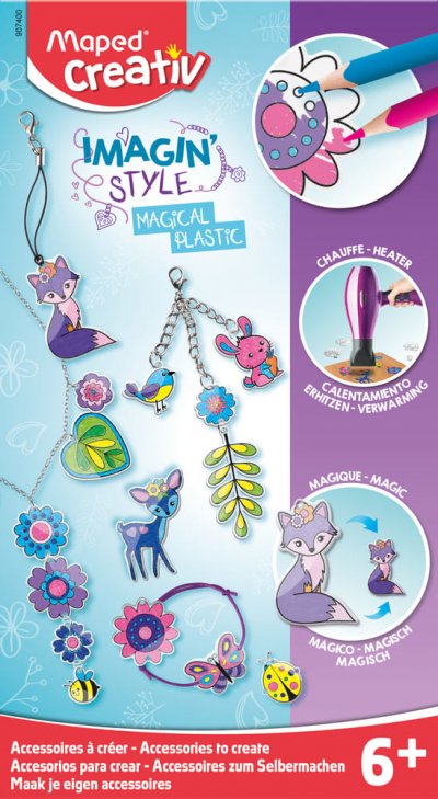 MAPED Kit Coloriages  IMAGIN'STYL MAGIC PLASTIC &agrave; transformer en accessoires tendances.