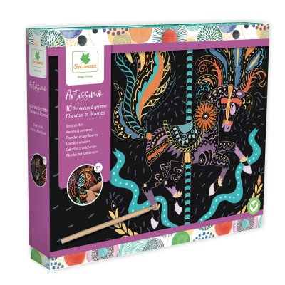 SYCOMORE Kit cr&eacute;atif Au  Artissimo Scratch Art Cheveaux et licornes