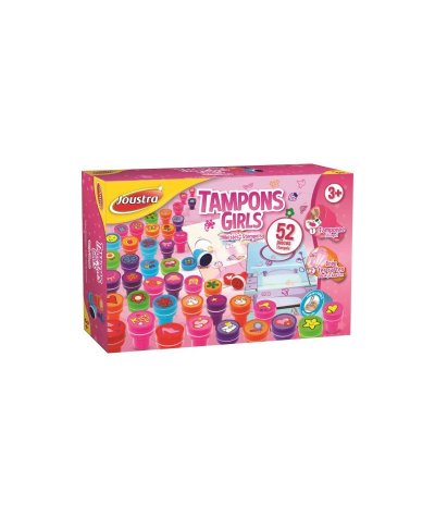 JOUSTRA Kit cr&eacute;atif avec 52 tampons  th&egrave;me filles auto encres