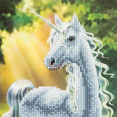 CRYSTAL ART Kit  - Carte broderie diamant - Licorne - 18 x 18 cm
