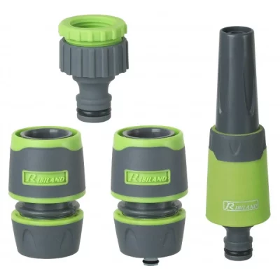 RIBILAND Kit d'arrosage bi-mati&egrave;re Soft-Touch lance, raccord, nez de robinet