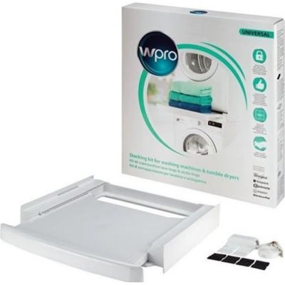 WPRO Kit d'empilage (lave-linge s&egrave;che-linge) universel &agrave; plateau coulissant w-pro