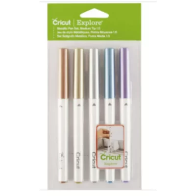 CRICUT Kit de 5 stylos &agrave; pointe moyenne  couleurs m&eacute;tallis&eacute;s