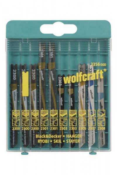 WOLFCRAFT Kit de lames de scie sauteuse 10 pi&egrave;ces, empreinte en U-2356000 - 