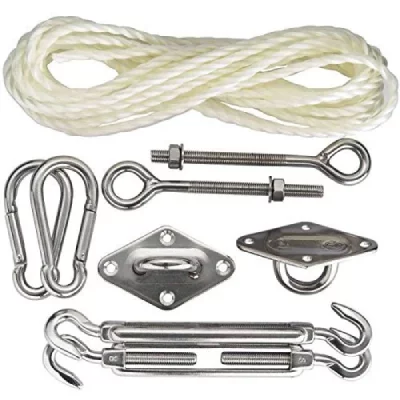 PEREL Kit de montage Toile d'ombrage / Voile d'ombrage - Bois ou Pierre