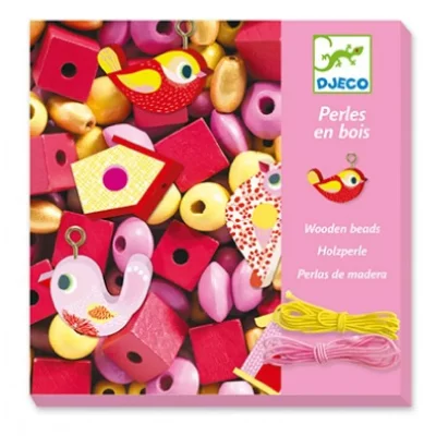 DJECO Kit de perles en bois - Oiseaux - 450 pcs