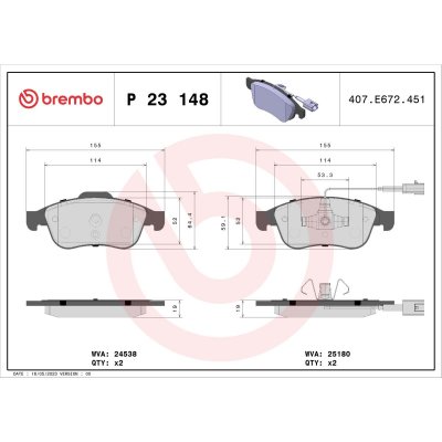 BREMBO Kit de plaquettes de frein frein &agrave; disque  XTRA LINE P 23 148X