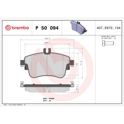 BREMBO Kit de plaquettes de frein frein &agrave; disque  XTRA LINE P 50 094X