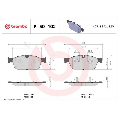 BREMBO Kit de plaquettes de frein frein &agrave; disque  XTRA LINE P 50 102X