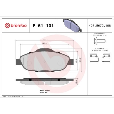 BREMBO Kit de plaquettes de frein frein &agrave; disque  XTRA LINE P 61 101X