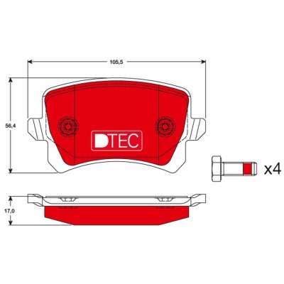 TRW Kit de plaquettes de frein frein &agrave; disque DTEC COTEC GDB1763DTE 