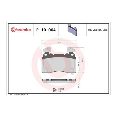 BREMBO Kit de plaquettes de frein frein &agrave; disque P 10 064 