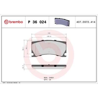 BREMBO Kit de plaquettes de frein frein &agrave; disque P 36 024 
