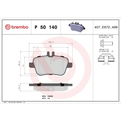 BREMBO Kit de plaquettes de frein frein &agrave; disque P 50 140 