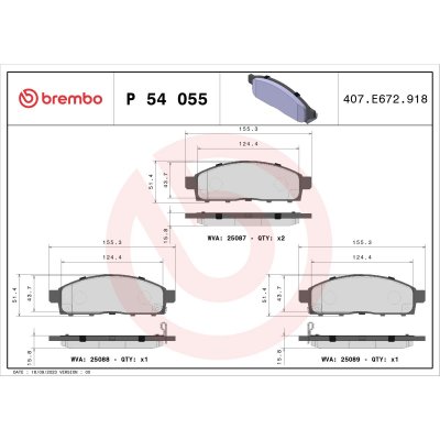 BREMBO Kit de plaquettes de frein frein &agrave; disque P 54 055 