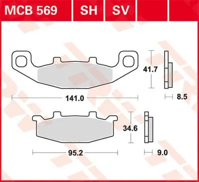 TRW Kit de plaquettes de frein frein &agrave; disque Sinter Street MCB569SV 