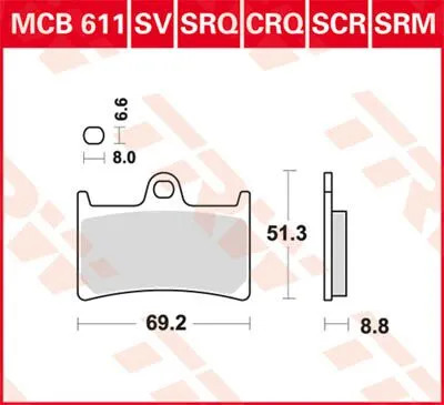 TRW Kit de plaquettes de frein frein &agrave; disque Sinter Street MCB611SV 