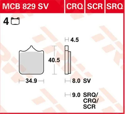 TRW Kit de plaquettes de frein frein &agrave; disque Sinter Street MCB829SV 