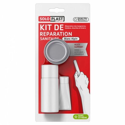 SOLOPLAST Kit de r&eacute;paration sanitaire - Blanc alpin - &eacute;mail-acrylique-c&eacute;ramique
