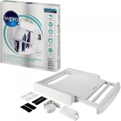 WPRO Kit de superposition 2 en 1 avec tablette pour lave-linge & seche-linge
