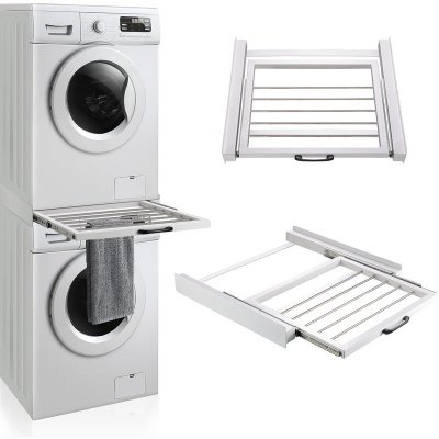 [EN.CASA] Kit de Superposition pour Lave-Linge S&egrave;che-Linge Standard 60 cm avec Porte-Serviettes Blanc