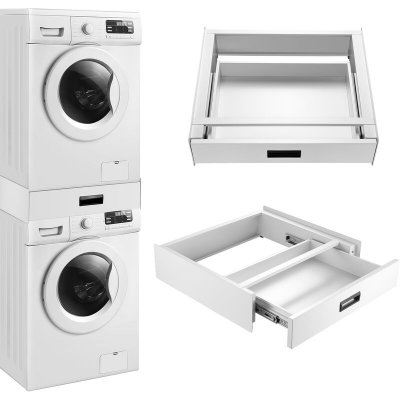 [EN.CASA] Kit de Superposition pour Lave-Linge S&egrave;che-Linge Standard 60 cm avec Tiroir Blanc 