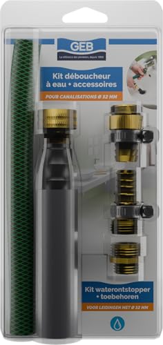 GEB Kit d&eacute;boucheur &agrave; eau avec accessoires, pour tuyau diam&egrave;tre 32mm