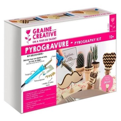 GRAINE CREATIVE Kit decouverte pyrogravure 7 pannes + accessoires